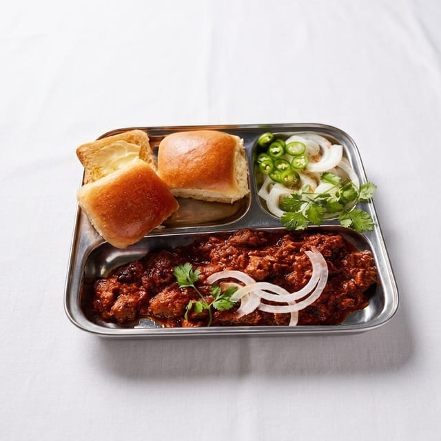 Pav Bhaji with Toasted Roll - with Barbecued Lamb.